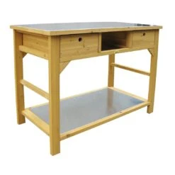 Habau Gartentisch/Pflanztisch 110x55 Cm Mit Schubladen Spießtanne/Blech Braun