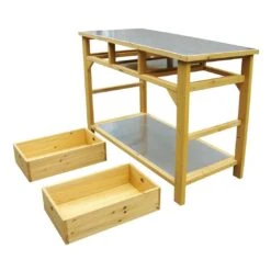 Habau Gartentisch/Pflanztisch 110x55 Cm Mit Schubladen Spießtanne/Blech Braun -Gartenbedarf Angebote 970258 3