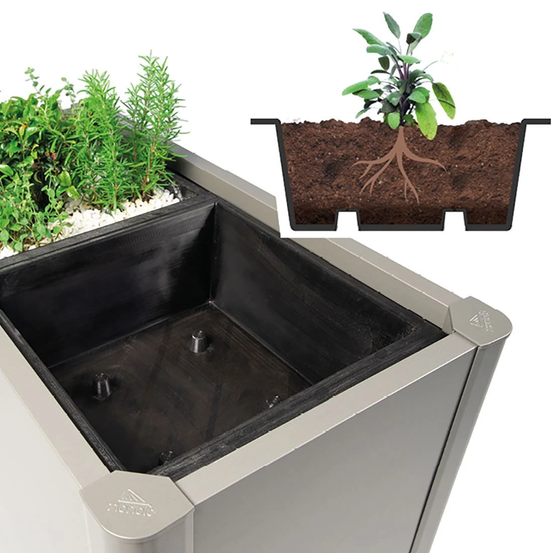 Biohort Belvedere Pflanzeinsatz 1 Stück 50x50cm Kunststoff Schwarz 3 Biohort Belvedere Pflanzeinsatz 1 Stück 50x50cm Kunststoff Schwarz