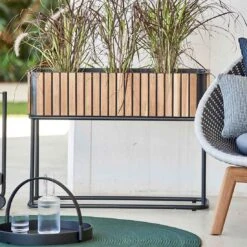 Cane-Line Combine Pflanzgefäß 83x62x28cm Teak/Alu Natur/Lava Grey -Gartenbedarf Angebote cane line combine pflanzgefaess 53x53x40cm teak alu 1463498 4