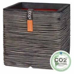 Capi Nature Rib Pflanztopf 50x50x50cm Kunststoff Anthrazit