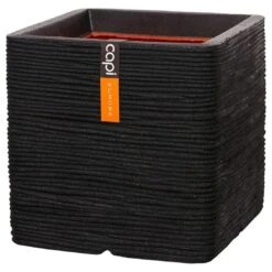 Capi Riffle Pflanztopf 40x40x40 Cm Kunststoff Schwarz