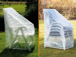 Heinemeyer Gartenstuhl Schutzhülle Kettler Basic/Basic Plus/Denver, Gitterfolie Transparent -Gartenbedarf Angebote heinemeyer schutzhulle fur 4 gestapelte sessel kettler basic basicplus denver gitterfolie transparent 3