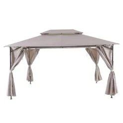 OUTLIV. Gazebo Gartenpavillon 400x300cm Stahl/Polyester Schwarz/Grau