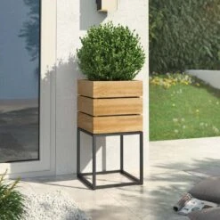 OUTLIV. Flora Pflanztopf 40x41x79,5cm Schwarz/Wildeiche -Gartenbedarf Angebote outliv by detlef steves flora pflanztopf 40x41x79 5cm 1354147 7