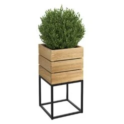 OUTLIV. Flora Pflanztopf 40x41x79,5cm Schwarz/Wildeiche -Gartenbedarf Angebote outliv by detlef steves flora pflanztopf 40x41x79 5cm 1354147 8