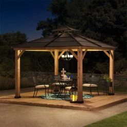 OUTLIV. Pavillon 335x335 Cm Zedernholz/Stahl Braun -Gartenbedarf Angebote outliv pavillon 335x335 cm zedernholz stahl 1422226 10