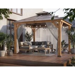 OUTLIV. Pavillon 335x335 Cm Zedernholz/Stahl Braun -Gartenbedarf Angebote outliv pavillon 335x335 cm zedernholz stahl 1422226 11