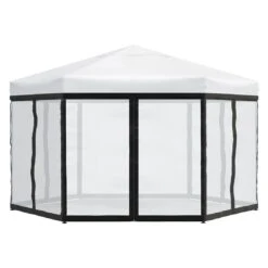 OUTLIV. Gartenpavillon 335x335cm Stahl/Stoff Schwarz/Weiß -Gartenbedarf Angebote outliv pavillon 335x335cm stahl stoff 1396629 3