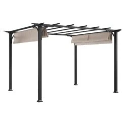 OUTLIV. Gartenpergola 366x274 Cm Stahl/Stoff Schwarz/Beige -Gartenbedarf Angebote outliv pergola 366x274 cm aluminium stoff 1396618 3
