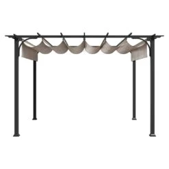 OUTLIV. Gartenpergola 366x274 Cm Stahl/Stoff Schwarz/Beige -Gartenbedarf Angebote outliv pergola 366x274 cm aluminium stoff 1396618 4