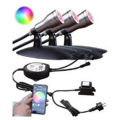 OUTLIV. Smart Light Starter -Set Wifi-Set: 3 RGB-Spots Silber/Schwarz -Gartenbedarf Angebote outliv starter set wifi set 3 rgb spots silber schwarz 1303943 1