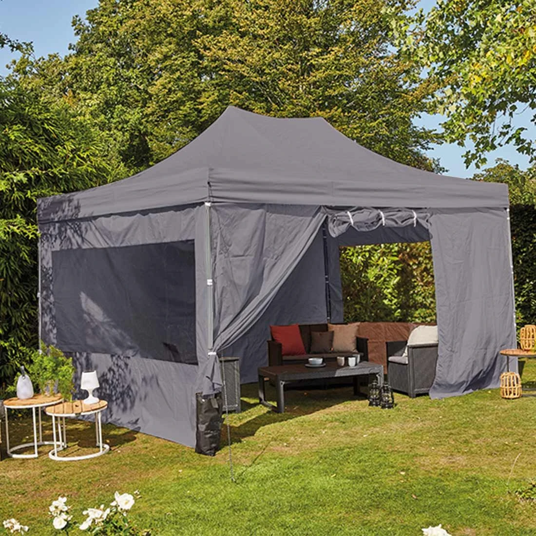 Siena Garden Allrounder Gartenpavillon 450x300cm Stahl/Polyester Grau/Hellgrau 6 Siena Garden Allrounder Gartenpavillon 450x300cm Stahl/Polyester Grau/Hellgrau – Bild 4