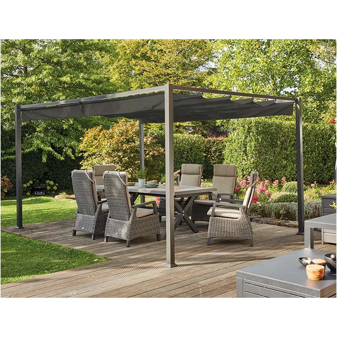 Siena Garden Sky Gartenpergola 400x300cm Aluminium/Polypropylen Anthrazit/Dunkelgrau 10 Siena Garden Sky Gartenpergola 400x300cm Aluminium/Polypropylen Anthrazit/Dunkelgrau – Bild 8